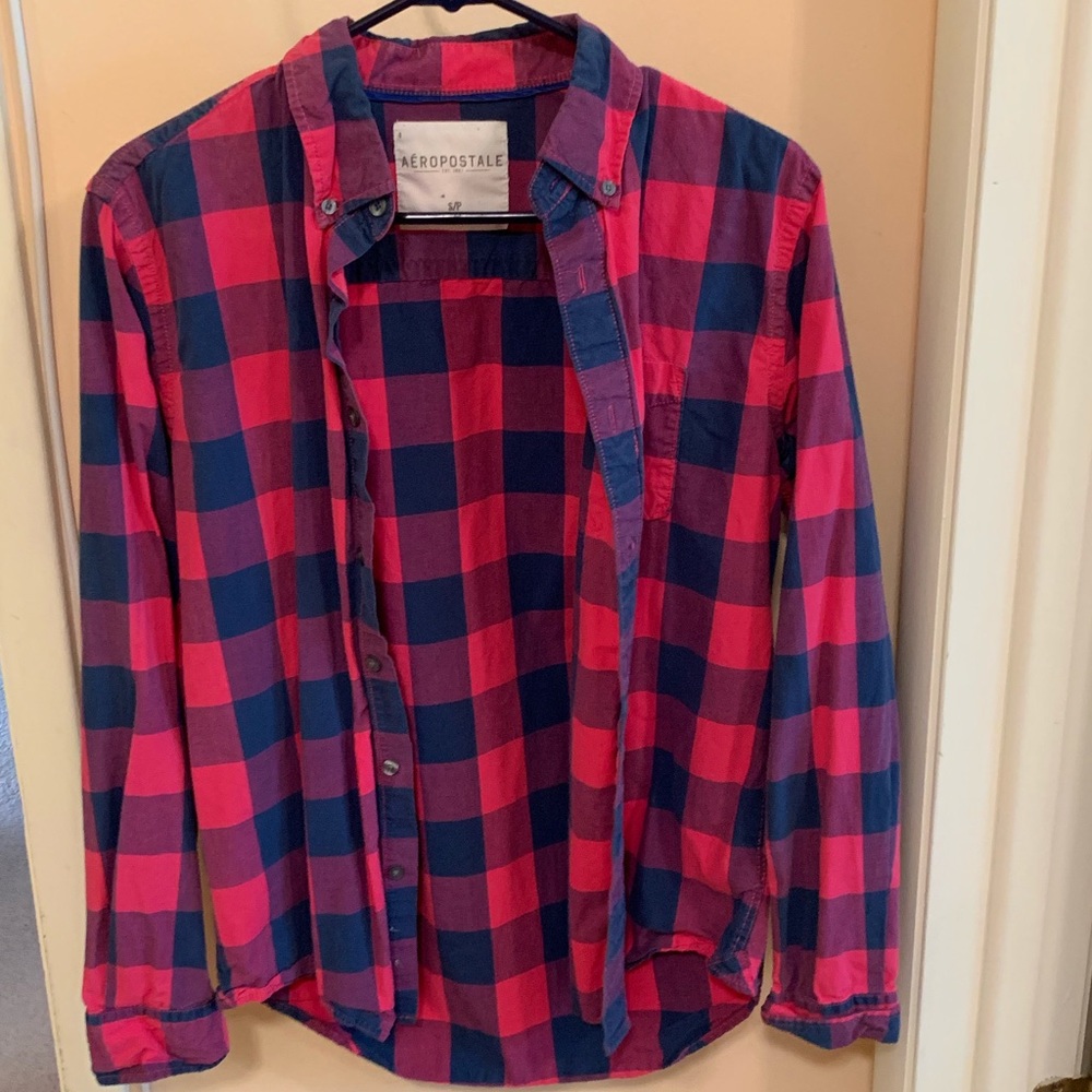 Aeropostale Blue/Pink checkered shirt Small